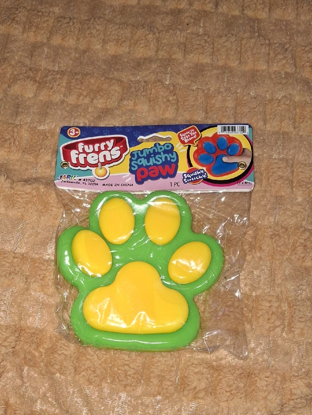 Furry Frens Jumbo Squishy Paw Plush Toy - Green & Yellow